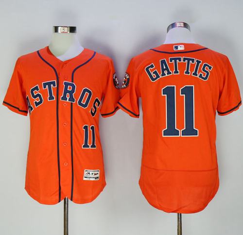 Astros #11 Evan Gattis Orange Flexbase Authentic Collection Stitched MLB Jersey
